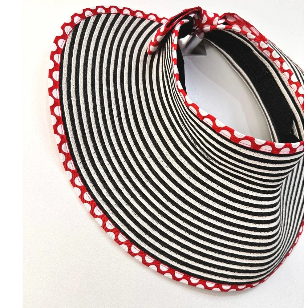 Disney Minnie Mouse Packable Sun Visor Sun Hat OS Striped Polka Dot Resort